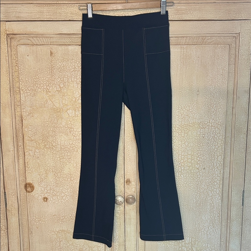 Elaine Kim Navy Tech Stretch Pull On Pants Size P